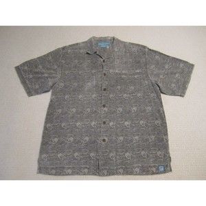 Bermuda Bay Shirt‎ Adult XL Gray Hawaiian Summer Relax Vacation Mens Button Up